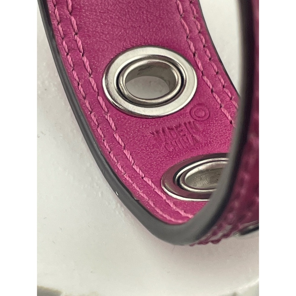 Coach Y2K Hot Pink Patent Leather Grommet Bangle Wide 1" Statement Bracelet vtg - Picture 7 of 10